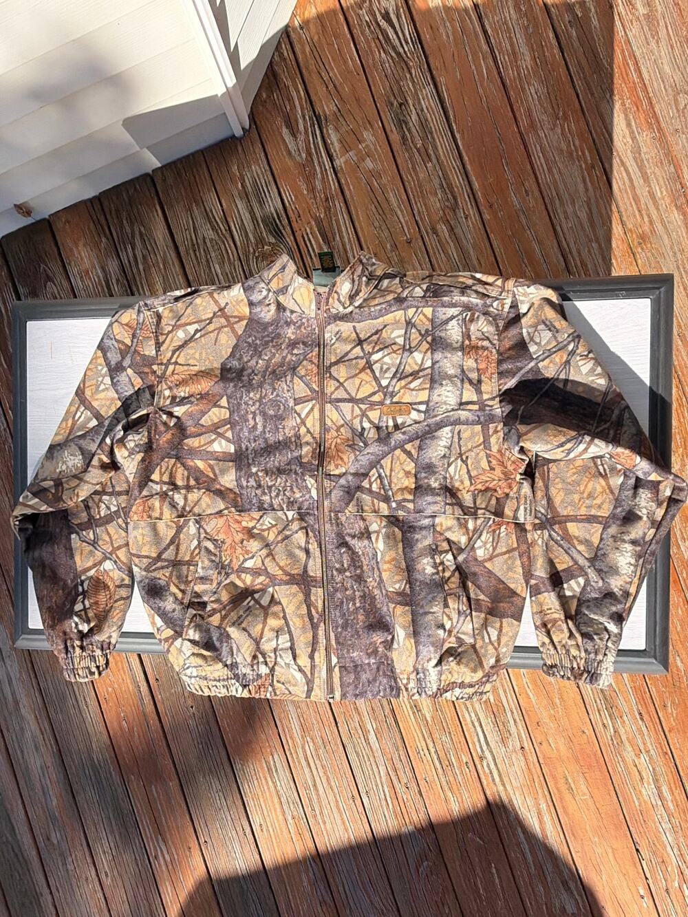 Vintage Cabelas Skyline Camo Apparition Hunting Bomber Jacket Mens XL Full Zip